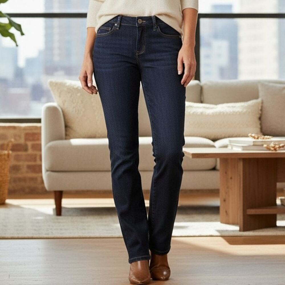 DKNY Greenwich Slim Womens 28x29 Dark Wash Blue Stretch Denim Jeans Mid Rise
